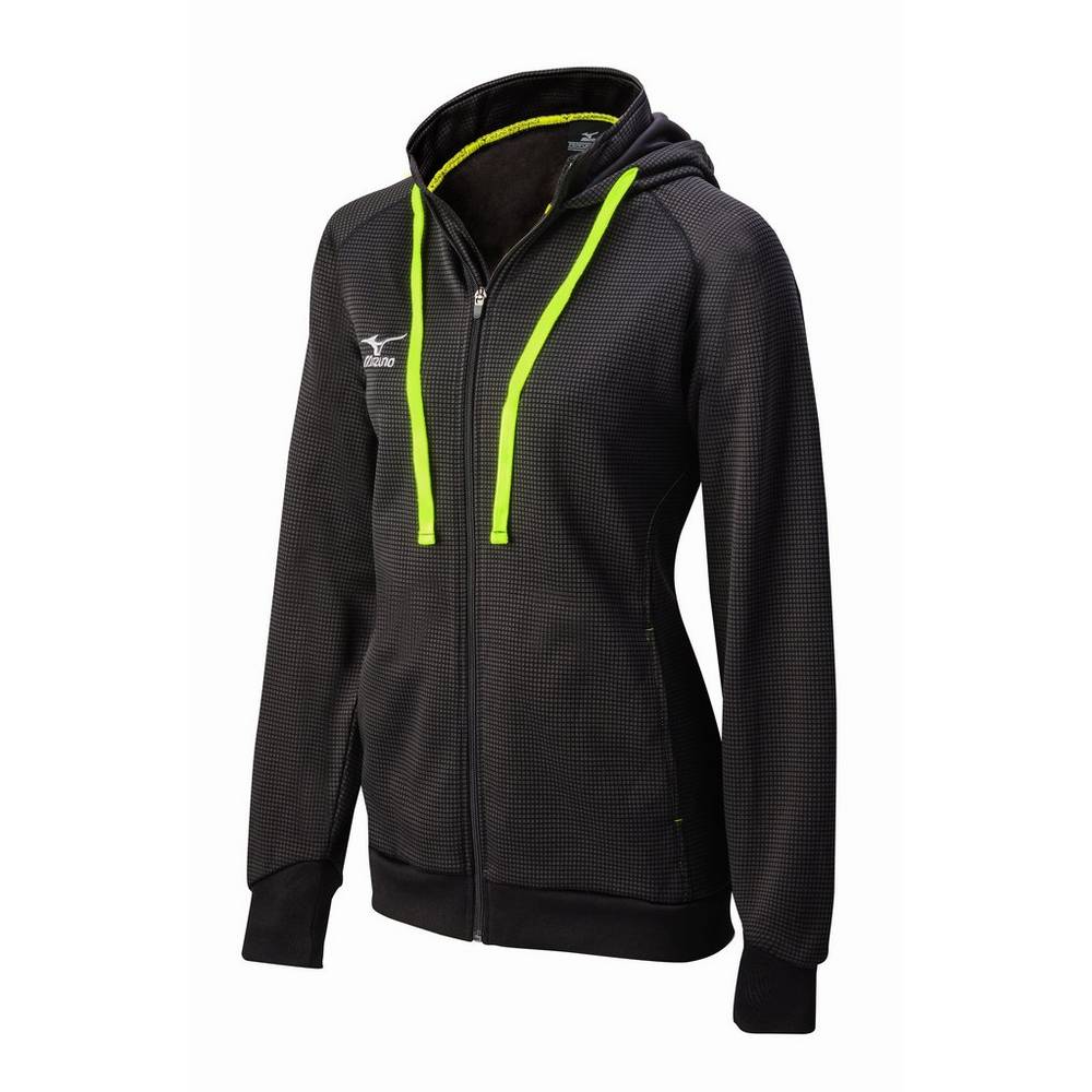 Mizuno Women's Pro Full Zip Hoody Hoodie Black/Lemon (440579-YHT)